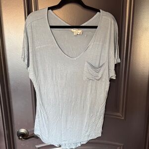 Free People Soft Blue V-Neck Tee